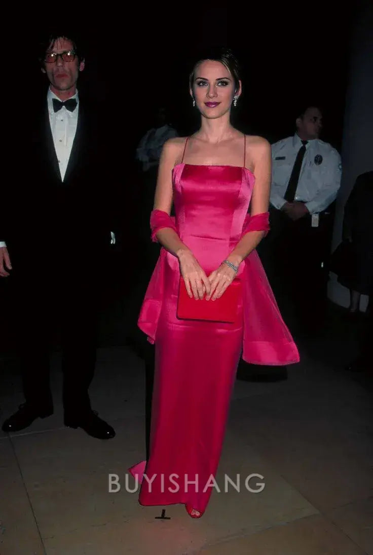 Buyishang Gorgeous A Line Spaghetti Straps Hot Pink Long Prom Dress Evening Dress Formal Dress